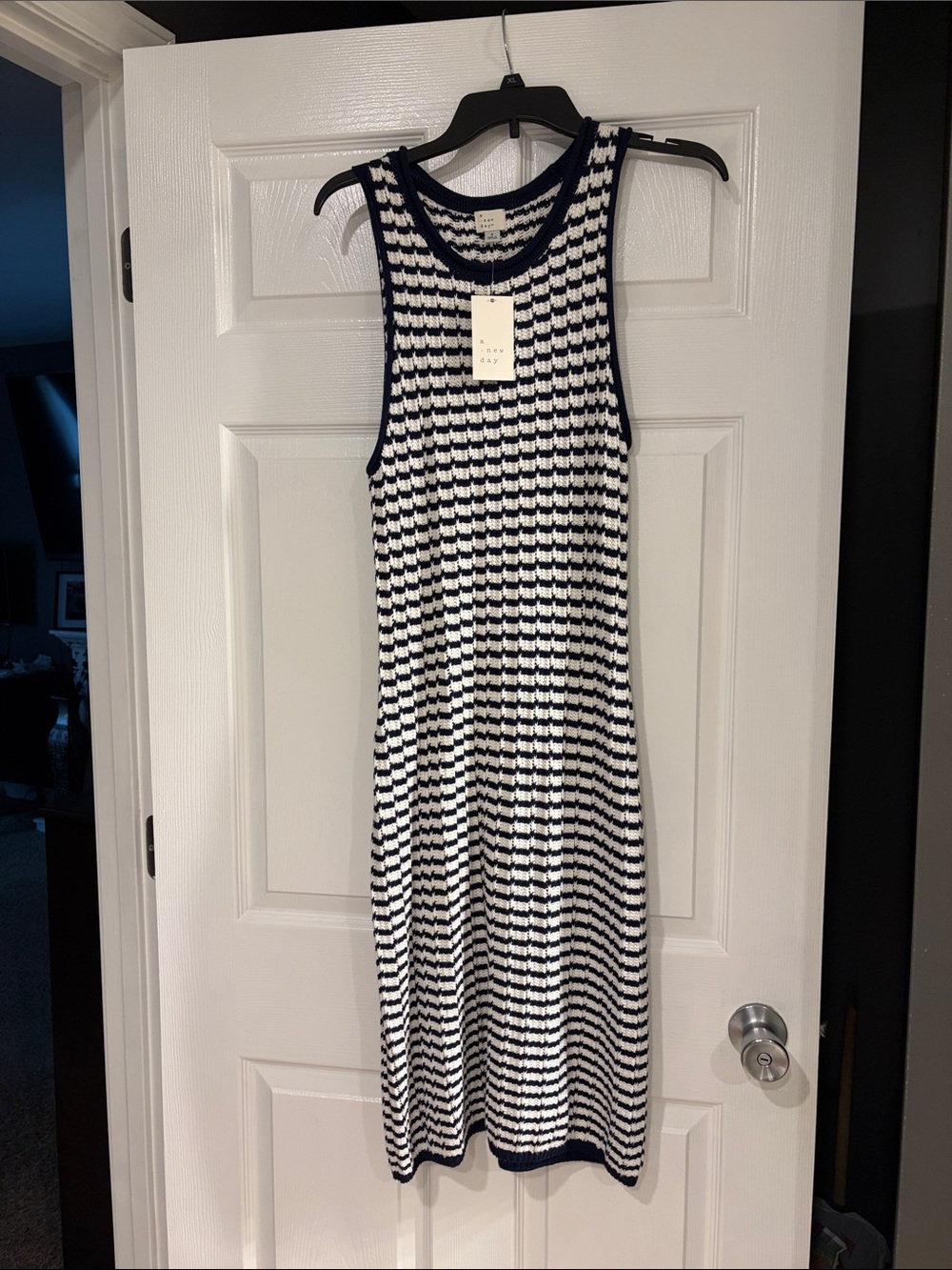 a new day Striped Knit Tank Midi Dress - Navy and White